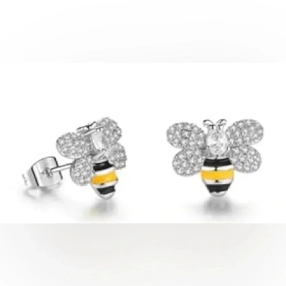 2 LEFT! Mini Cute Honeybee Stainless Steel Stud Earrings - Picture 2 of 3